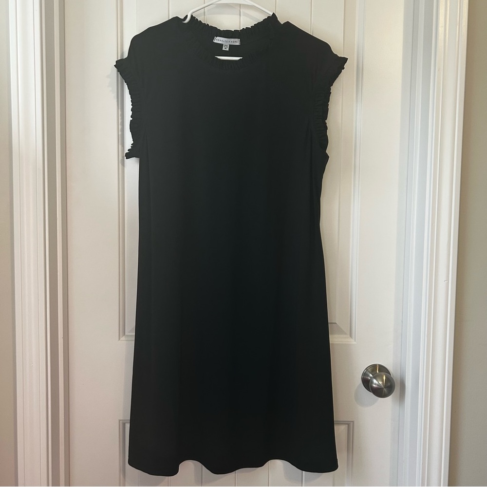 Annalee + Hope Black Ruffled Sleeveless Dress XL Made in USA Stretchy Versatile